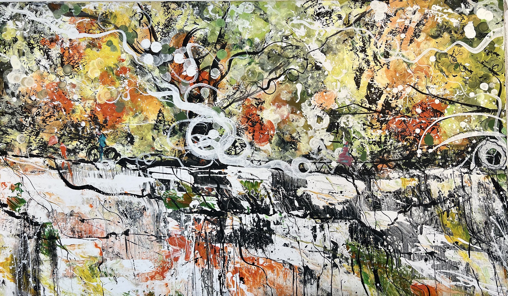 "Cascade Sérénité dans mon lieu de naissance" ou ""Cascade Ombres dans le monde de Matisse" Acrylique sur toile-150x100cm-2750$ -Disponible à la Galerie d'Art de Lisbonne